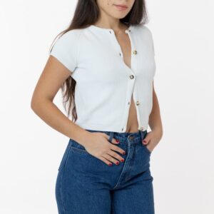 RFK47GD - Cotton Raglan Short Sleeve Cropped Sweater