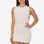 CC3665X - Cheese Cloth Sleeveless Crewneck Mini Dress