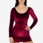 VVT3628 - Velvet Double-U Neck L/S mini dress